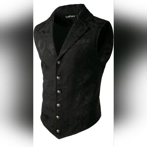 VATPAVE Mens Victorian Suit Vest Steampunk Gothic Waistcoat MEDIUM